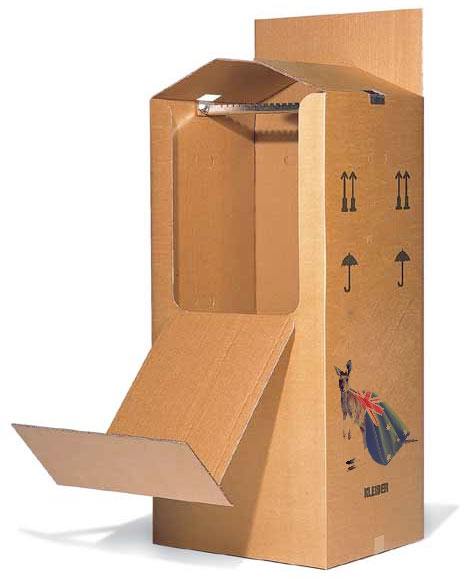 A wardrobe box for moving and shipping clothes