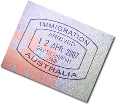 Visa Australia stamp