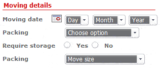 Online quote shipping informationa required